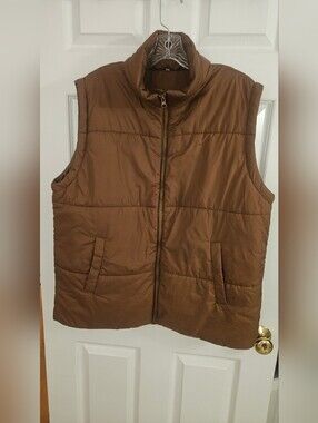 Womens Brown Quilted Puffer Vest